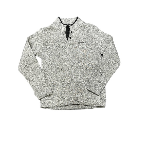 Eddie‎ Bauer Men's Sweater. Gray Heather Radiator 1/4 Snap Pullover. Size M EUC - Picture 1 of 4